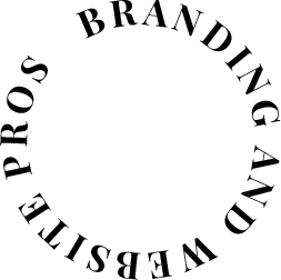 The words 'branding and website pros' arranged in a circle